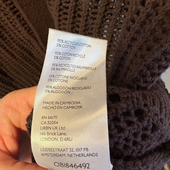 NWOT Urban Outfitters BDG Beach Cardigan Unisex Chocolate Brown Size S - Picture 7 of 10